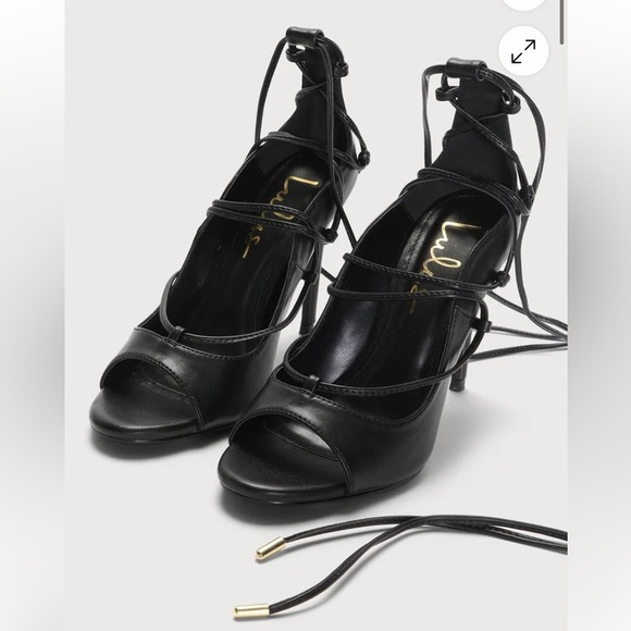 NWT Lulu's Elegant Black Lace-Up Heels - Picture 1 of 7